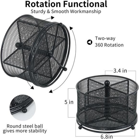 360°‎ Rotate Pencil Holder: Office & Art Supply Organizer, Black - Picture 3 of 8